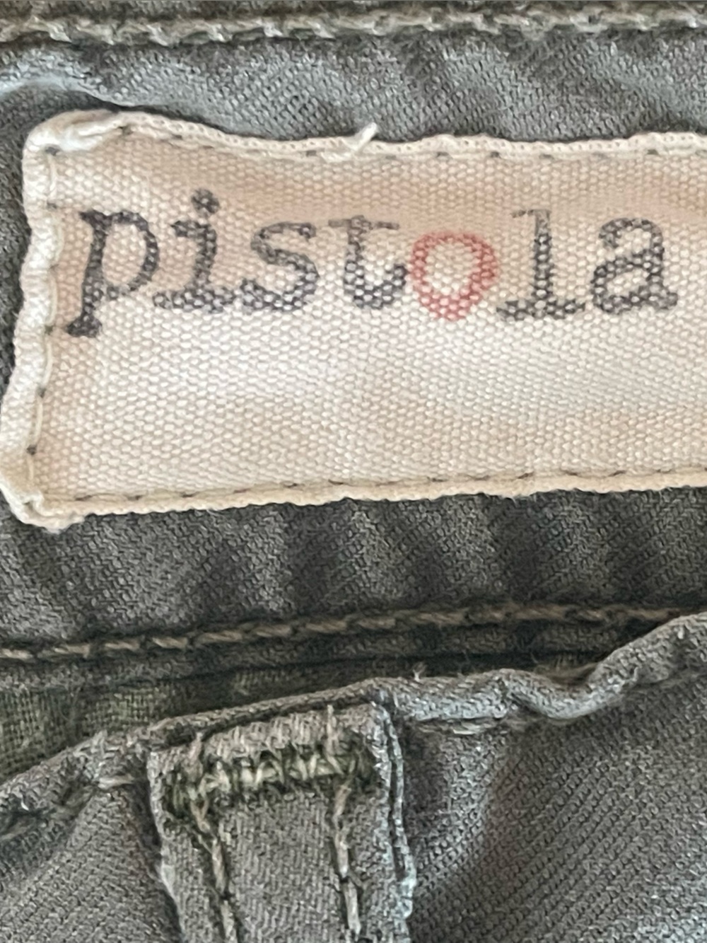 Pistola Olive Green Waistband Pants Label Detail